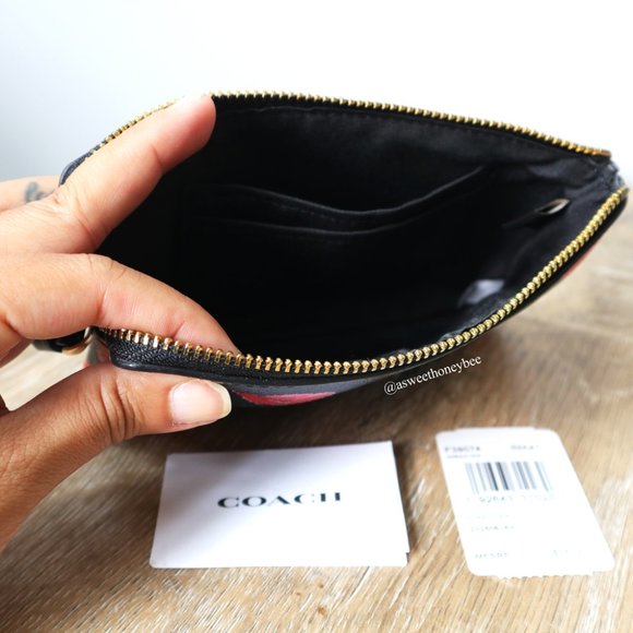 *SOLD* *NEW* COACH FLOWER ZIP WRISTLET - BLACK - Picture 5 of 8